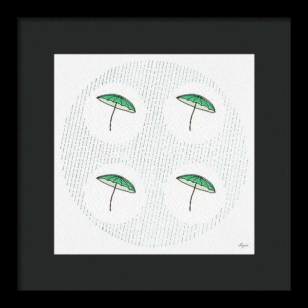 Four Umbrellas - Green - Framed Print