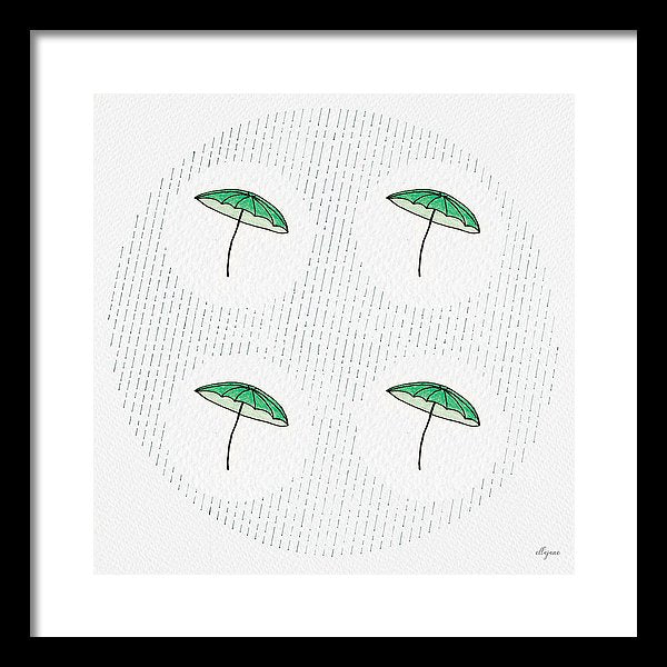 Four Umbrellas - Green - Framed Print