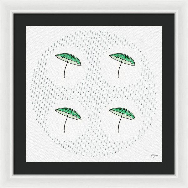 Four Umbrellas - Green - Framed Print