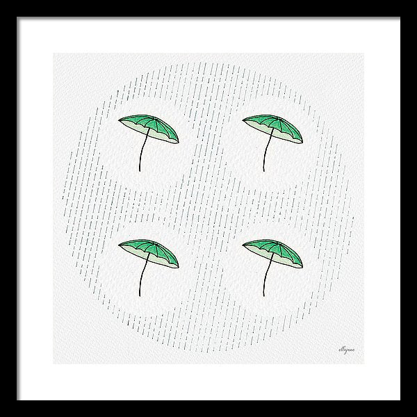 Four Umbrellas - Green - Framed Print