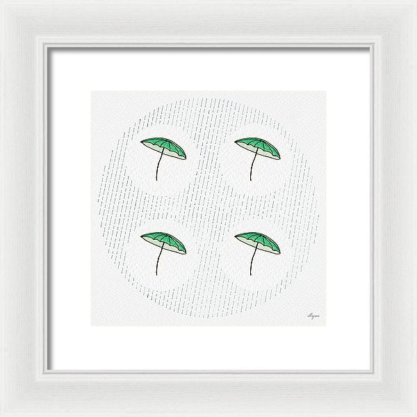 Four Umbrellas - Green - Framed Print