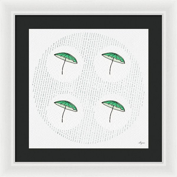 Four Umbrellas - Green - Framed Print