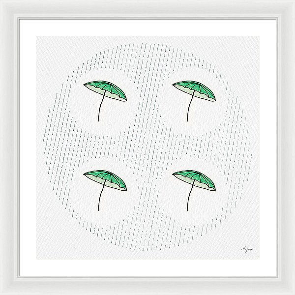 Four Umbrellas - Green - Framed Print