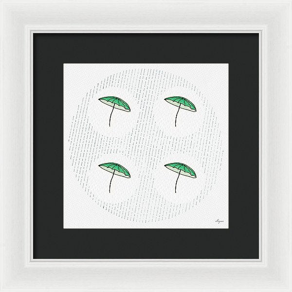 Four Umbrellas - Green - Framed Print