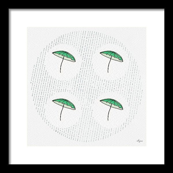 Four Umbrellas - Green - Framed Print