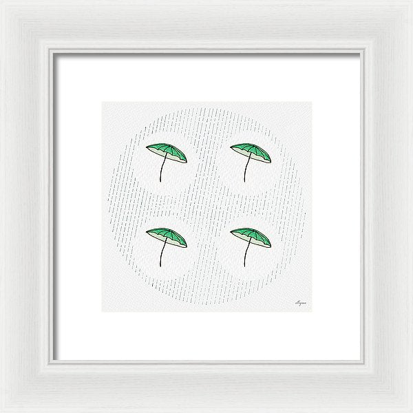 Four Umbrellas - Green - Framed Print