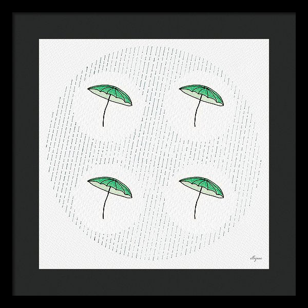 Four Umbrellas - Green - Framed Print