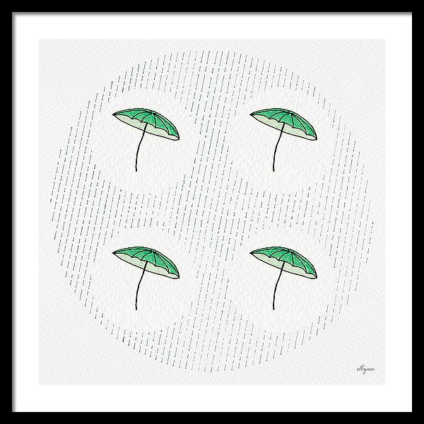 Four Umbrellas - Green - Framed Print