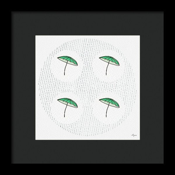 Four Umbrellas - Green - Framed Print