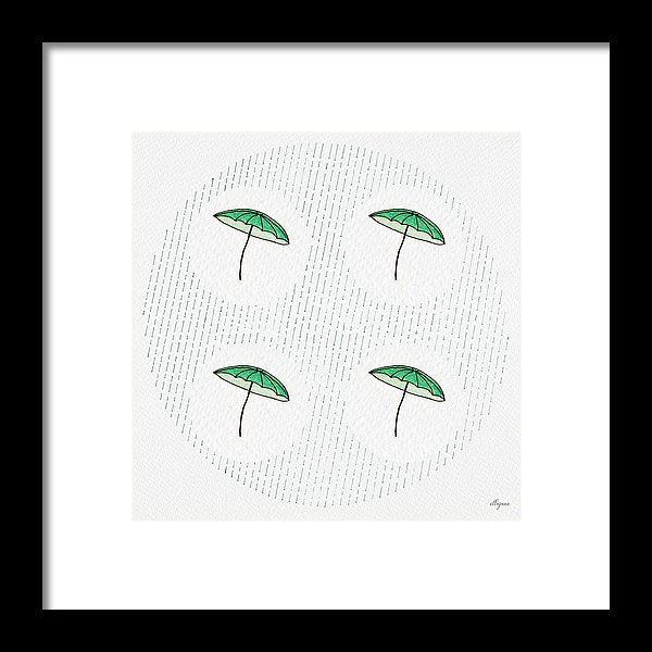 Four Umbrellas - Green - Framed Print