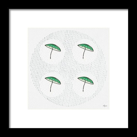 Four Umbrellas - Green - Framed Print