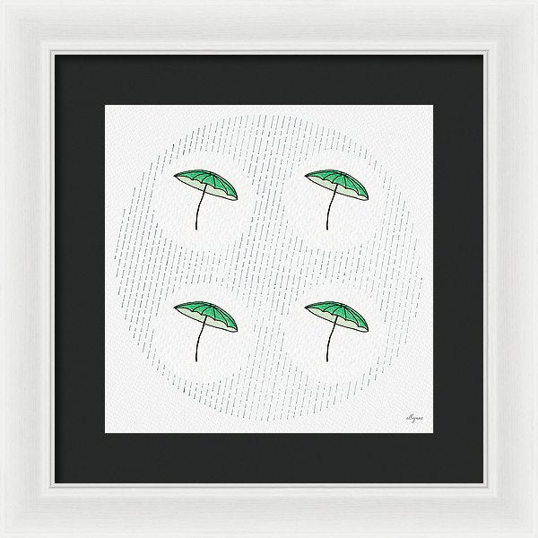 Four Umbrellas - Green - Framed Print