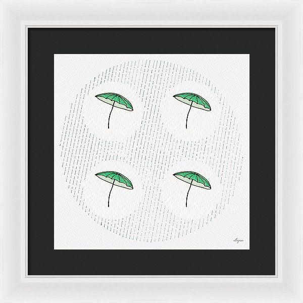 Four Umbrellas - Green - Framed Print