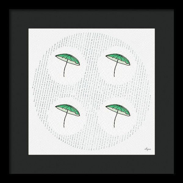 Four Umbrellas - Green - Framed Print