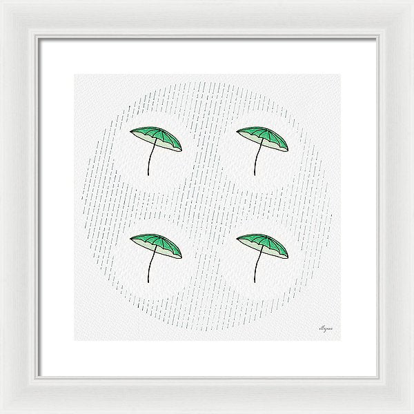 Four Umbrellas - Green - Framed Print