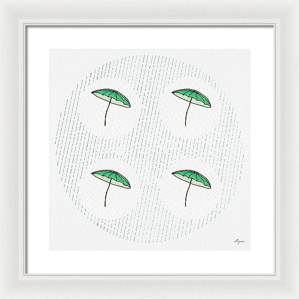 Four Umbrellas - Green - Framed Print