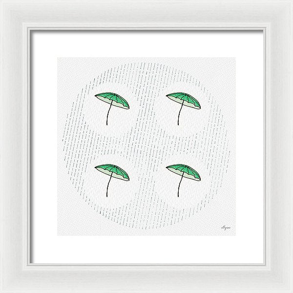 Four Umbrellas - Green - Framed Print