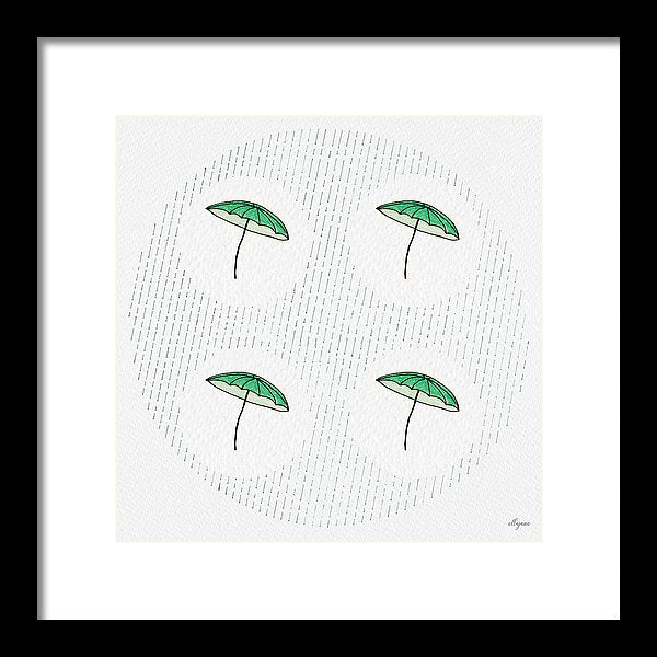 Four Umbrellas - Green - Framed Print