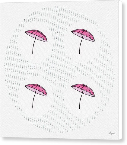 Four Umbrellas - Pink - Canvas Print