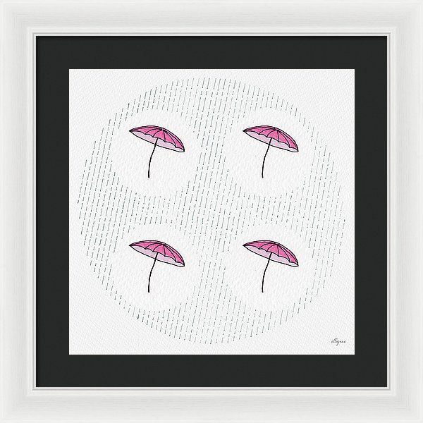 Four Umbrellas - Pink - Framed Print