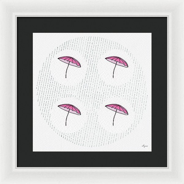 Four Umbrellas - Pink - Framed Print