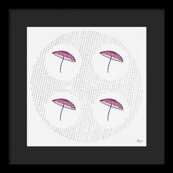 Four Umbrellas - Pink - Framed Print