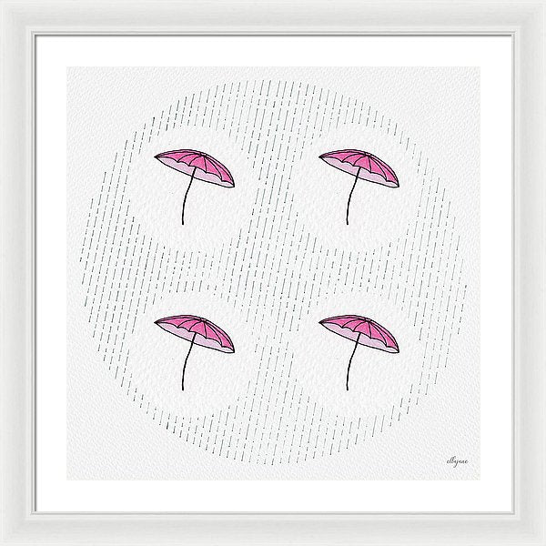 Four Umbrellas - Pink - Framed Print