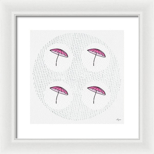 Four Umbrellas - Pink - Framed Print