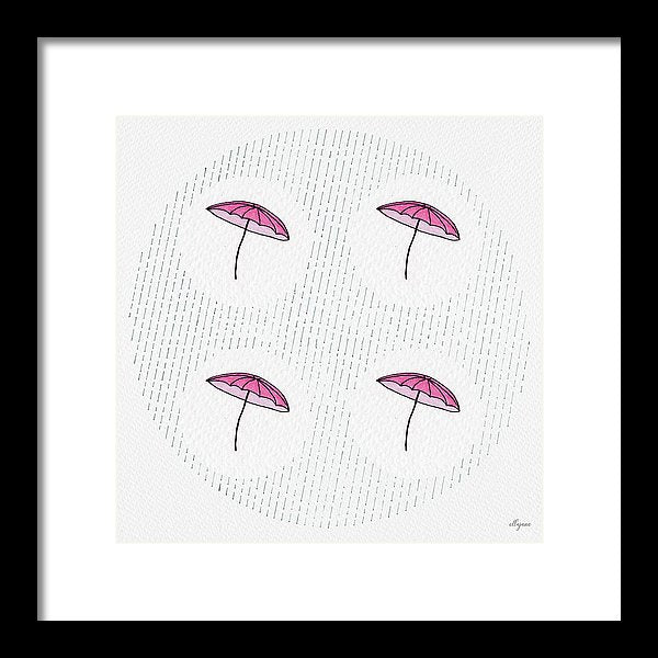 Four Umbrellas - Pink - Framed Print