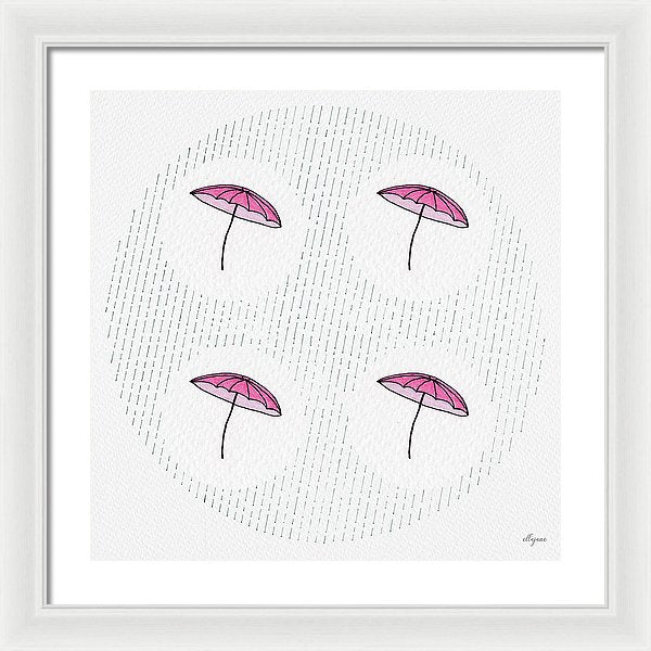 Four Umbrellas - Pink - Framed Print