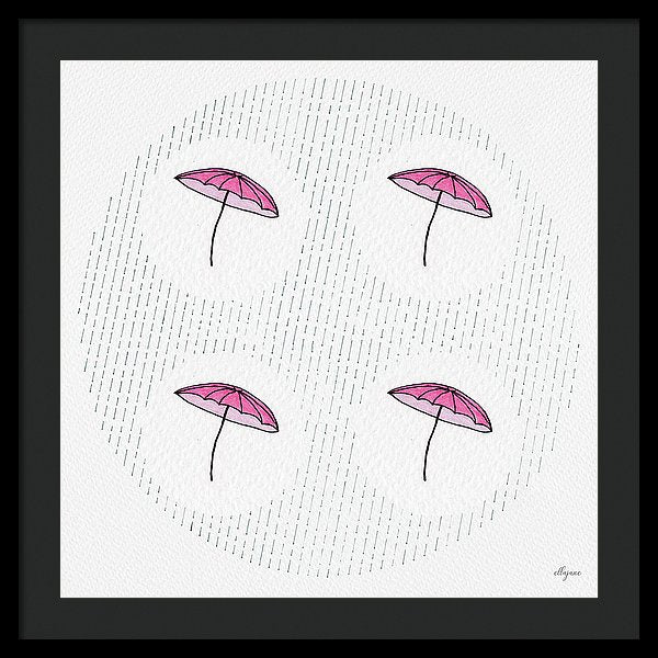 Four Umbrellas - Pink - Framed Print