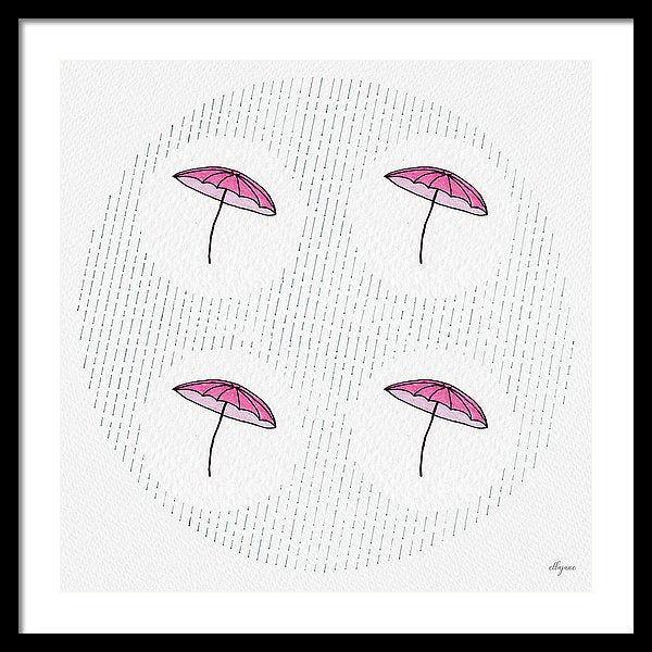 Four Umbrellas - Pink - Framed Print