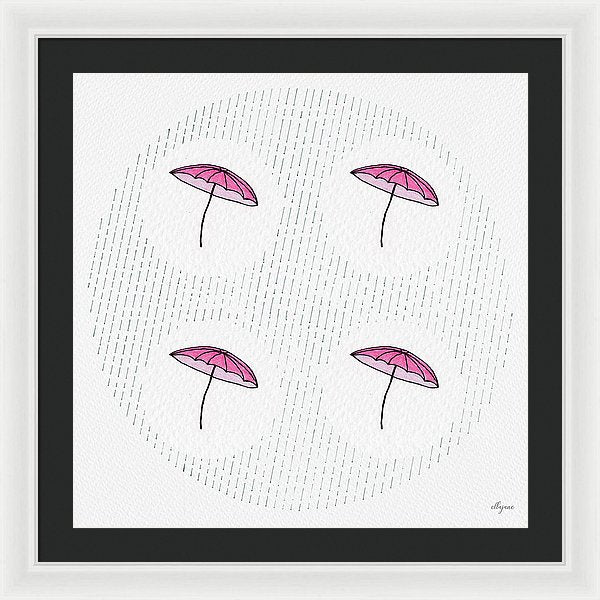 Four Umbrellas - Pink - Framed Print