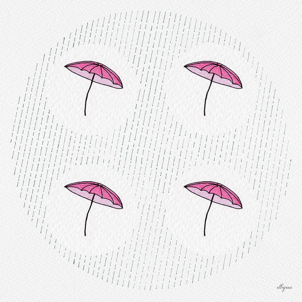 Four Umbrellas - Pink - Art Print