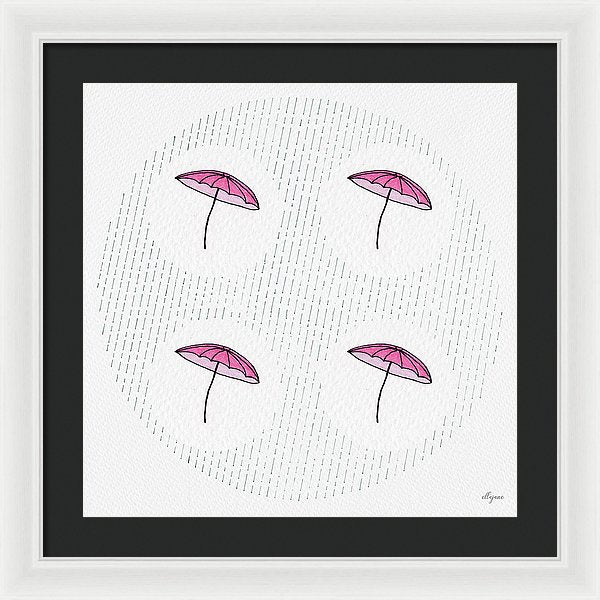 Four Umbrellas - Pink - Framed Print