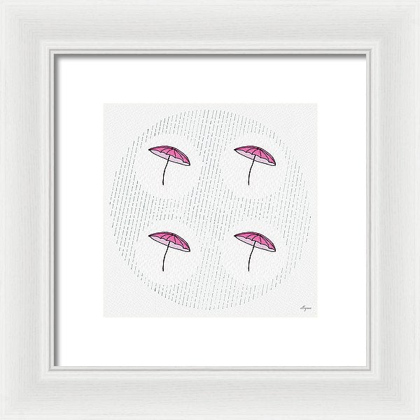 Four Umbrellas - Pink - Framed Print