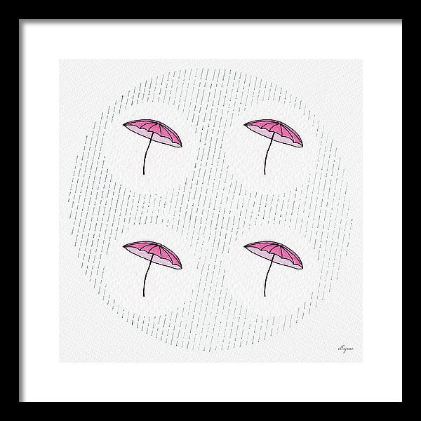 Four Umbrellas - Pink - Framed Print