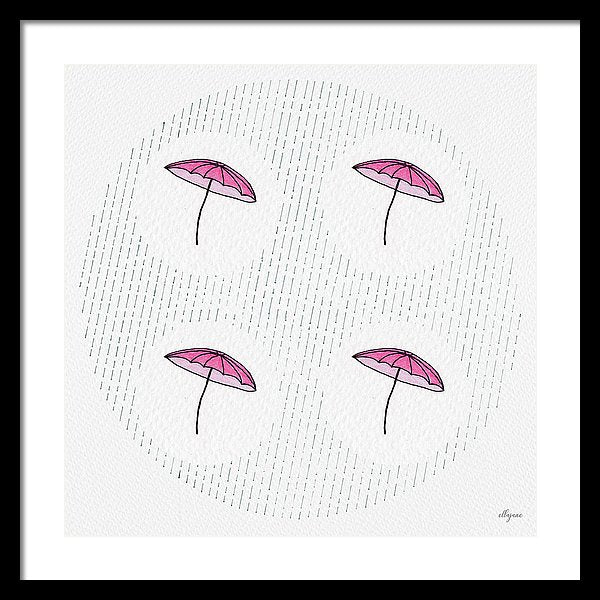 Four Umbrellas - Pink - Framed Print