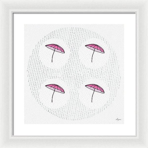 Four Umbrellas - Pink - Framed Print