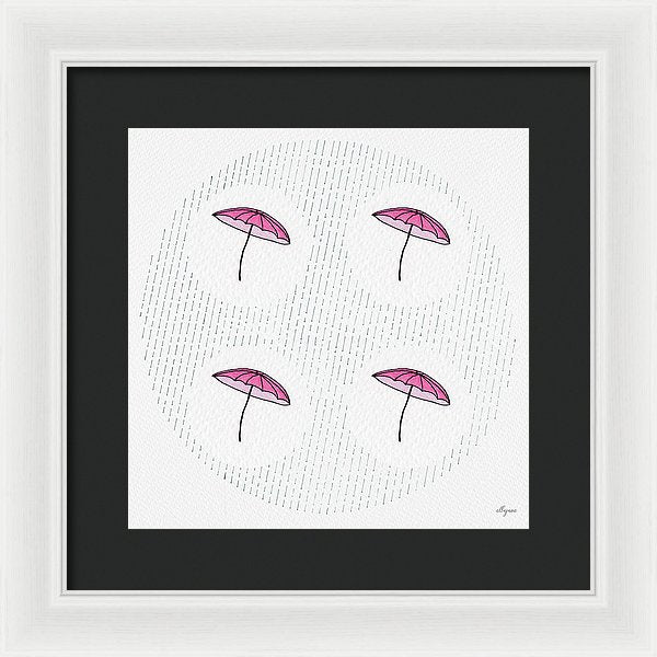 Four Umbrellas - Pink - Framed Print