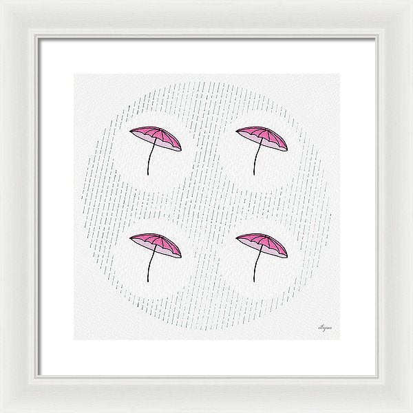 Four Umbrellas - Pink - Framed Print