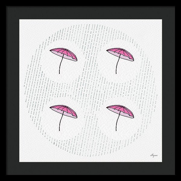 Four Umbrellas - Pink - Framed Print