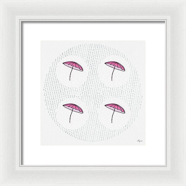 Four Umbrellas - Pink - Framed Print