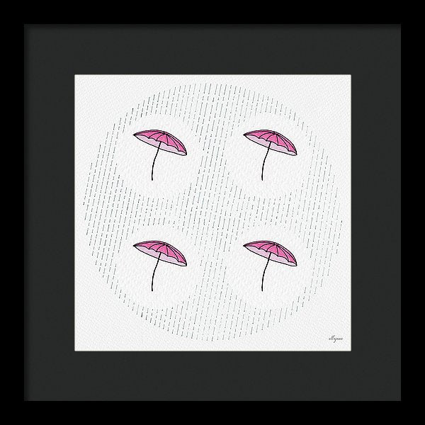 Four Umbrellas - Pink - Framed Print