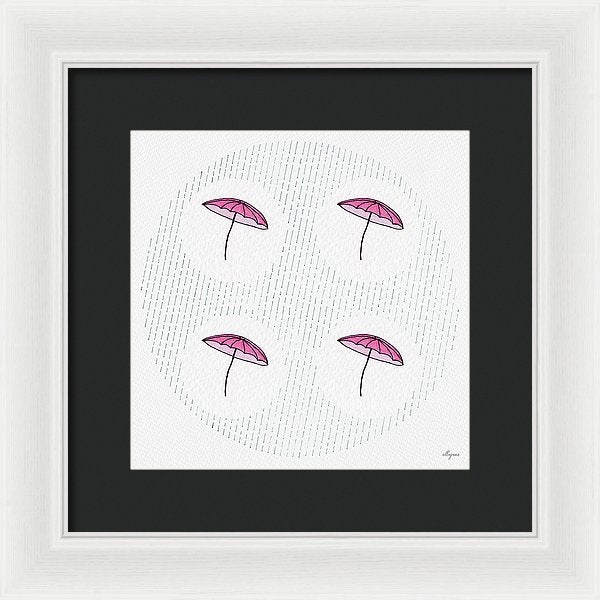 Four Umbrellas - Pink - Framed Print