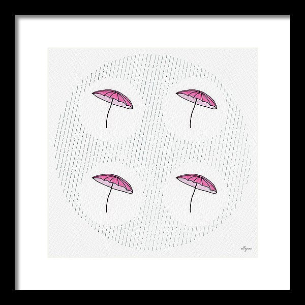 Four Umbrellas - Pink - Framed Print