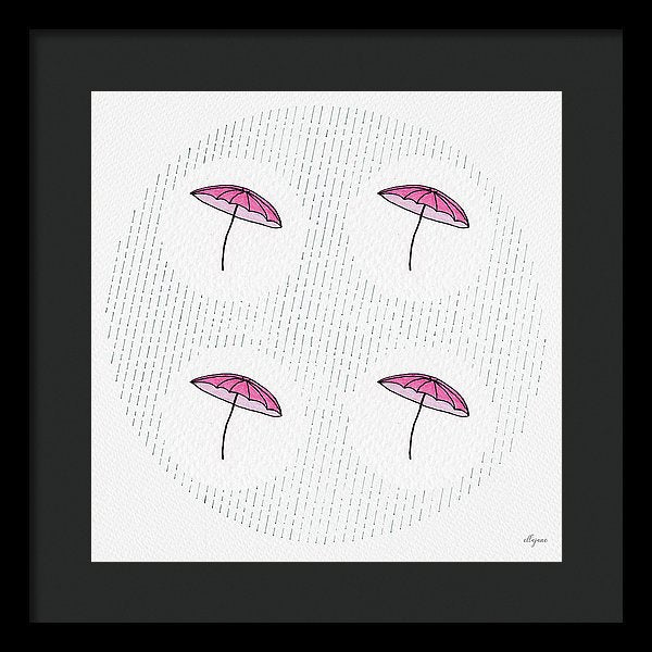 Four Umbrellas - Pink - Framed Print