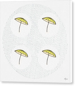 Four Umbrellas - Yellow - Canvas Print