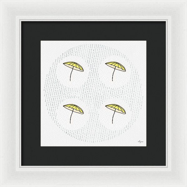 Four Umbrellas - Yellow - Framed Print