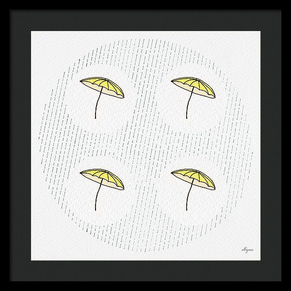 Four Umbrellas - Yellow - Framed Print